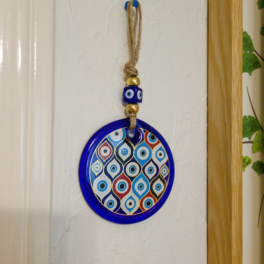 Hand Painted Golden Evil Eye Home Wall Decor