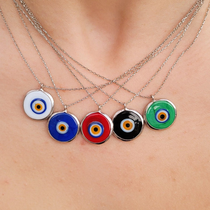 colorful handmade evil eye necklaces