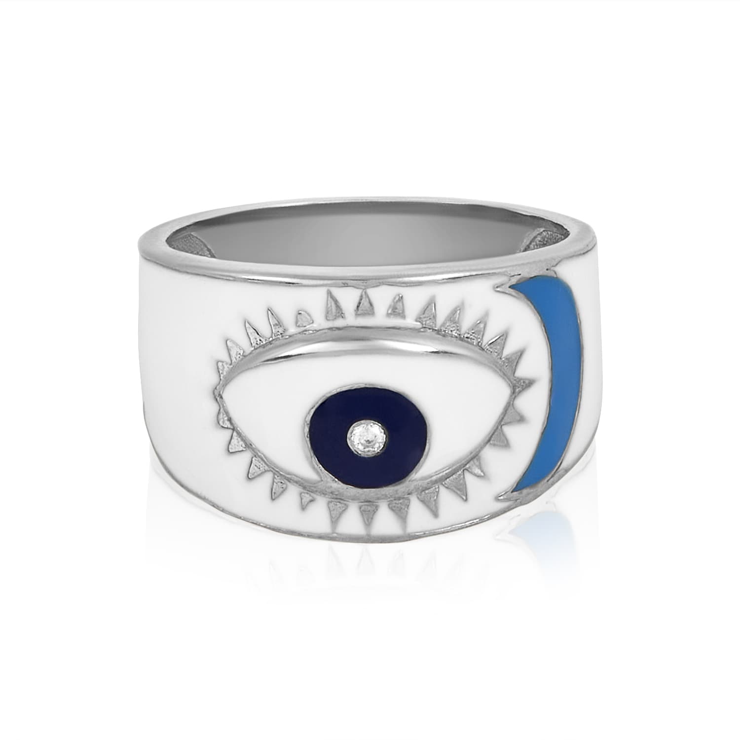 evil eye white and blue ring