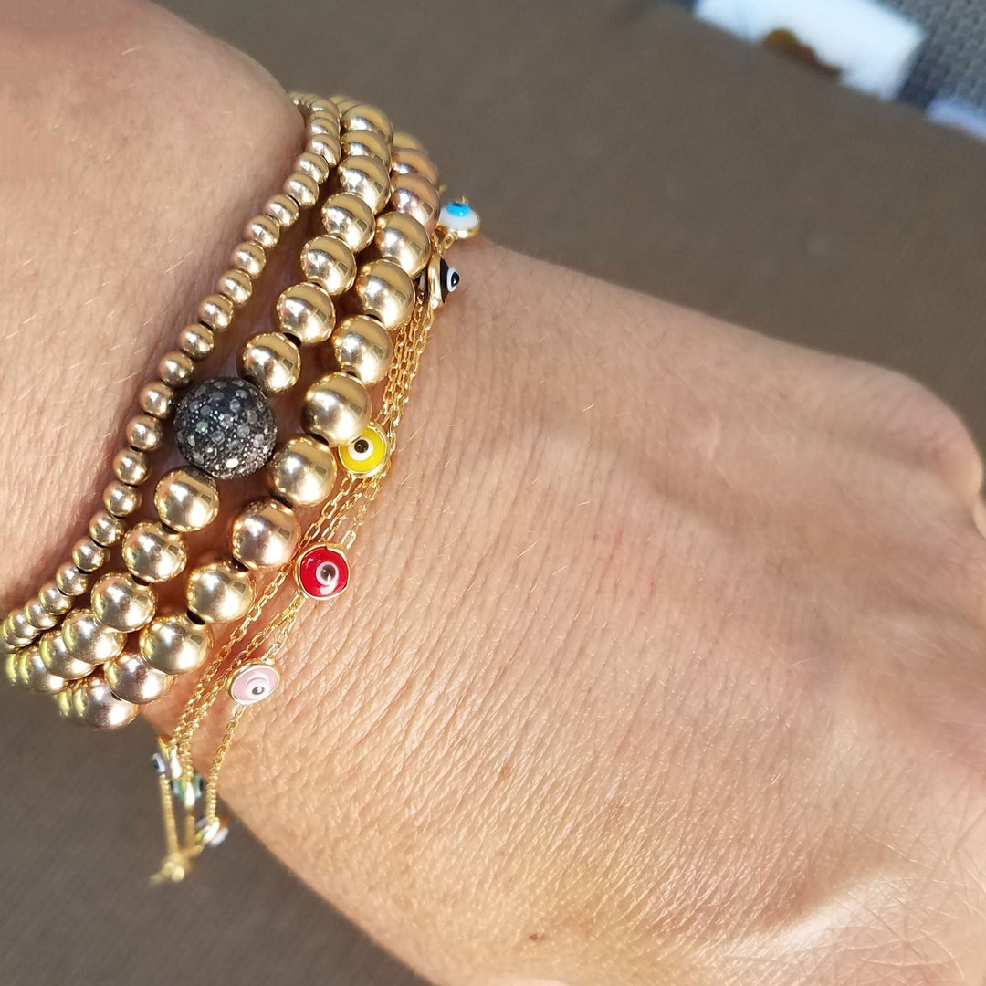 6mm Gold Beaded Bracelets - Alef Bet Jewelry by Paula