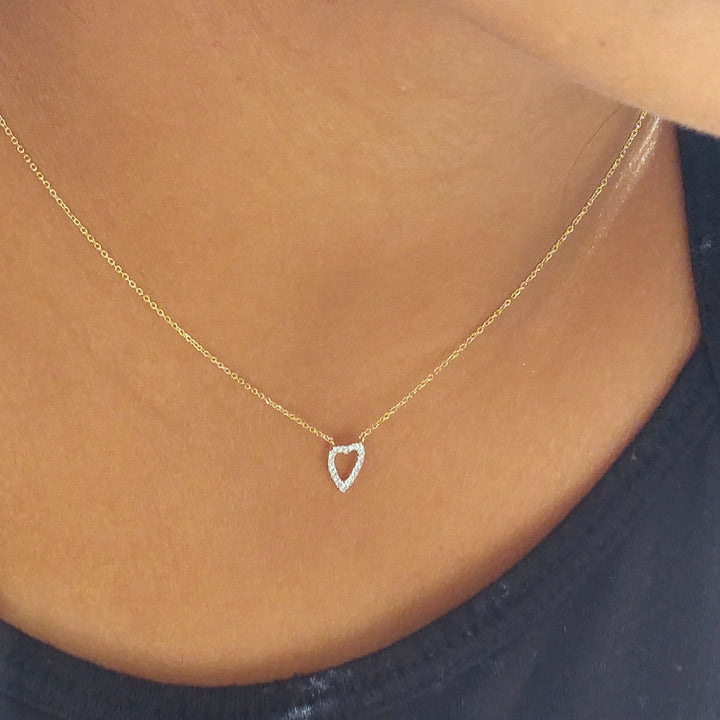 Heart and Love Diamond Pendant On a Chain - Alef Bet Jewelry by Paula