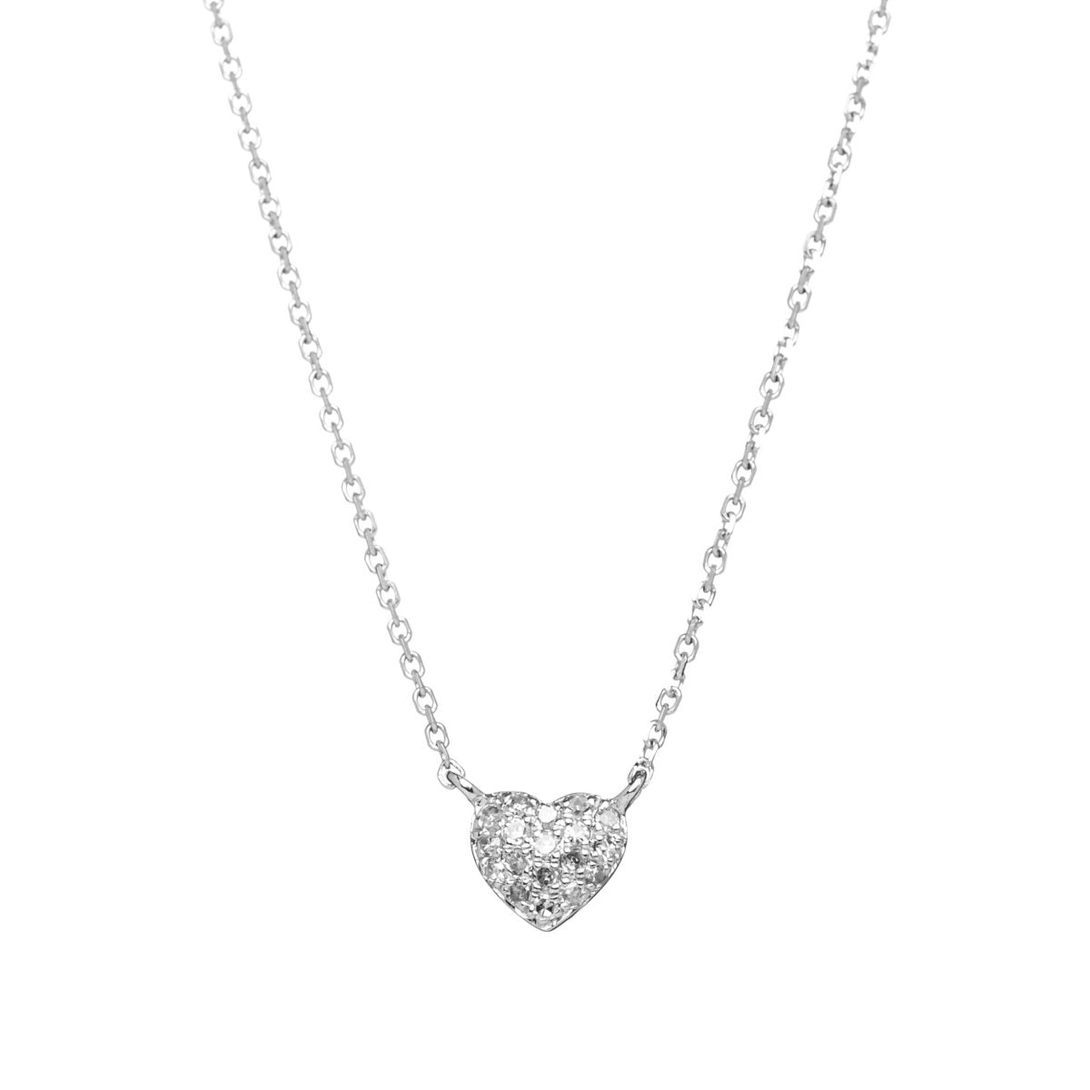 Tiny Diamond Heart Necklace in 14k Gold