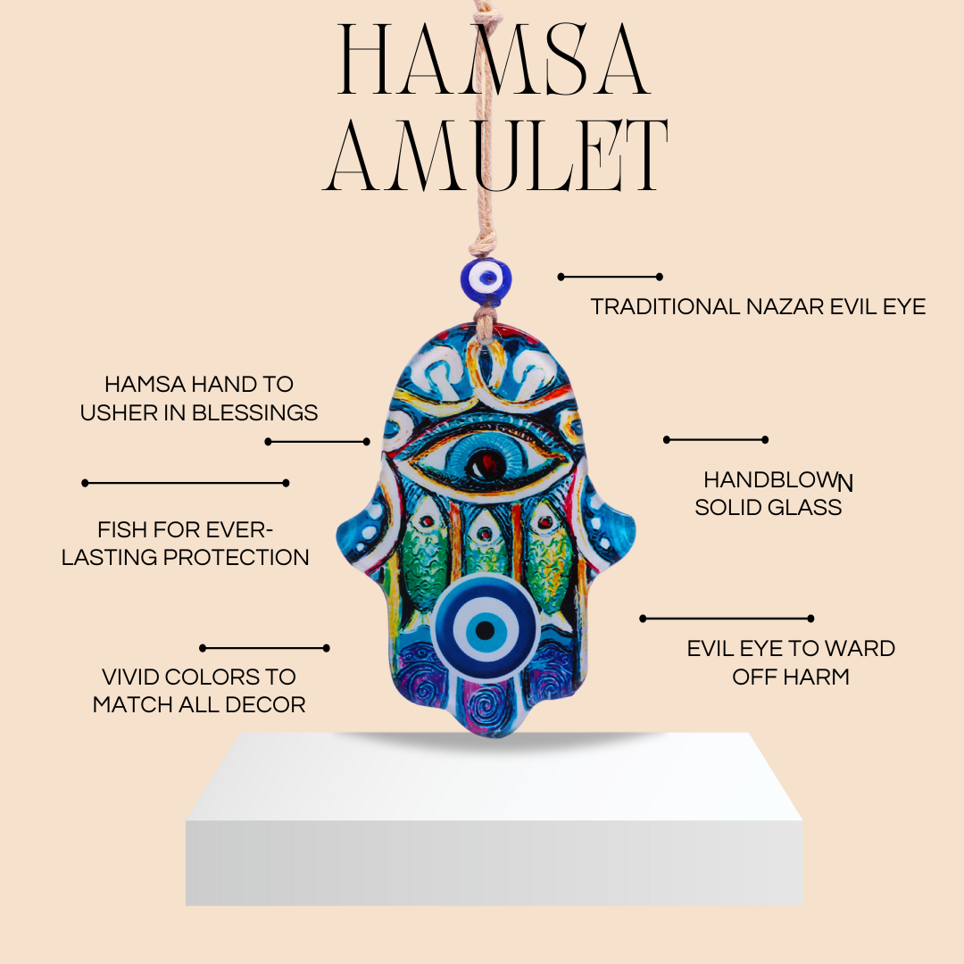 Hamsa hand with fish amulet