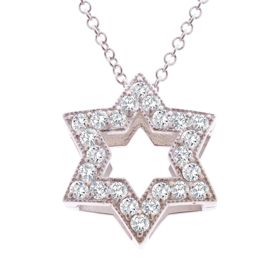 Outline Star of David with Diamonds - Alef Bet Jewelry by Paula