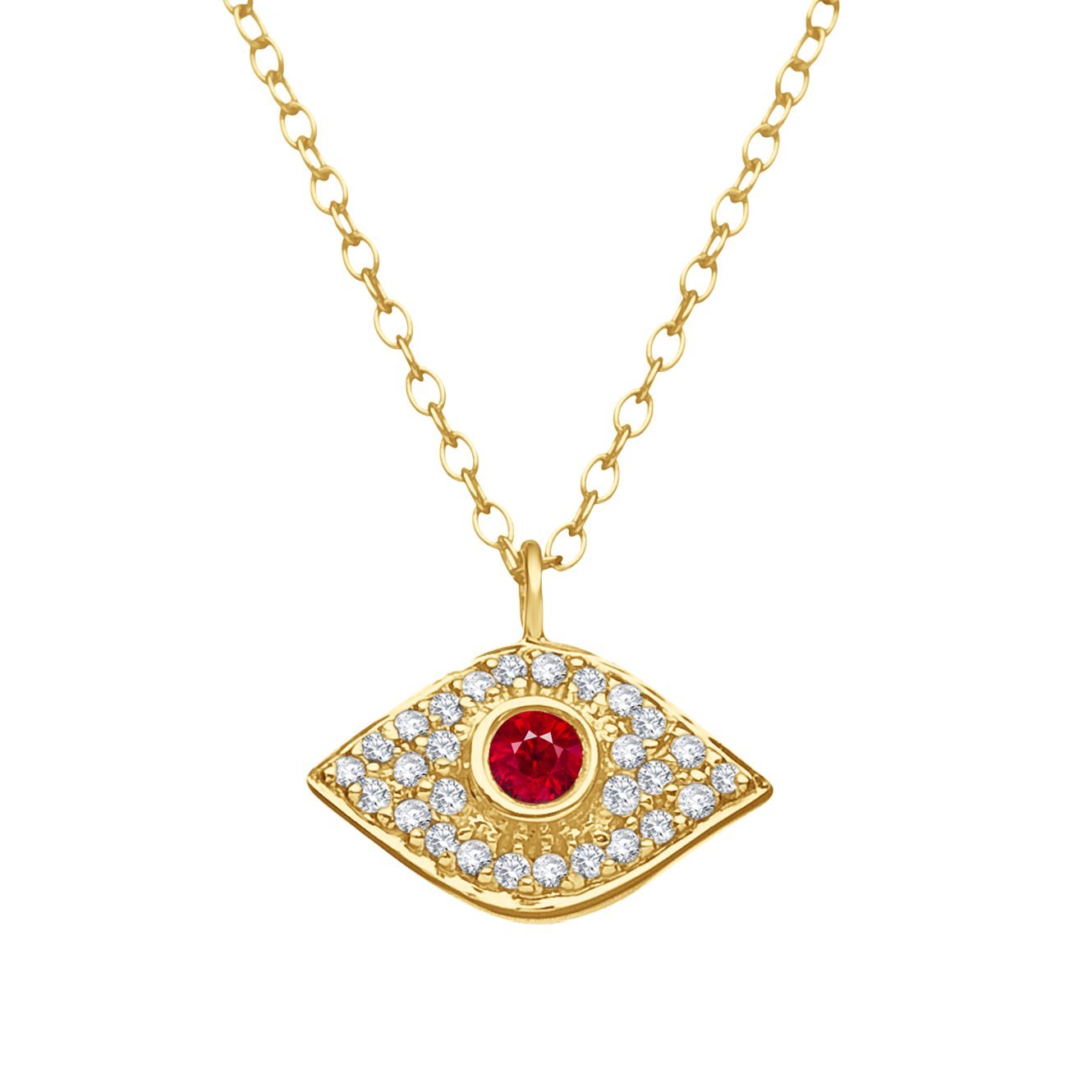 ruby evil eye gold diamond necklace