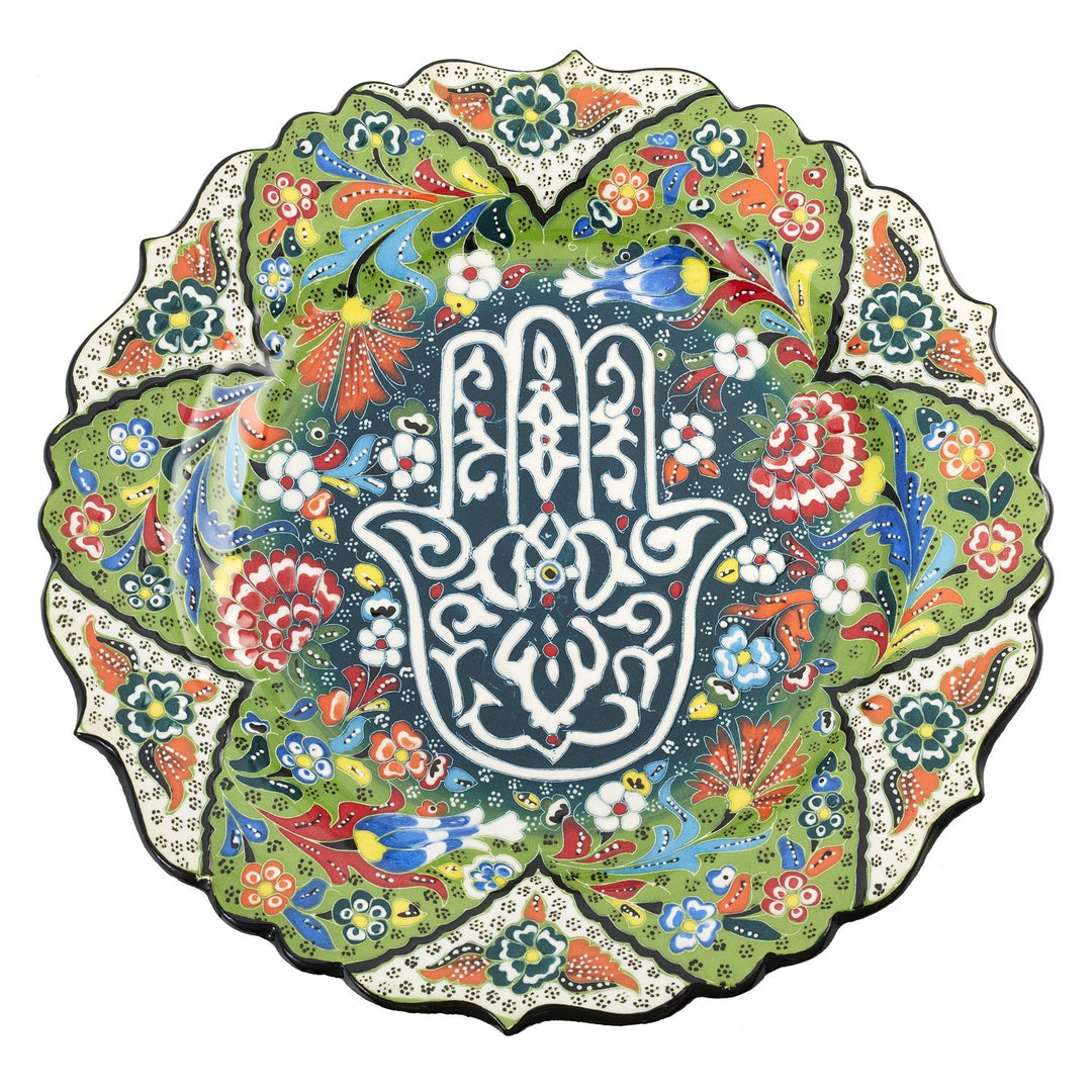 Green Hamsa Hand Floral Decorative Platter