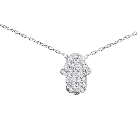 Hamsa Hand of Fatima Necklace in Silver