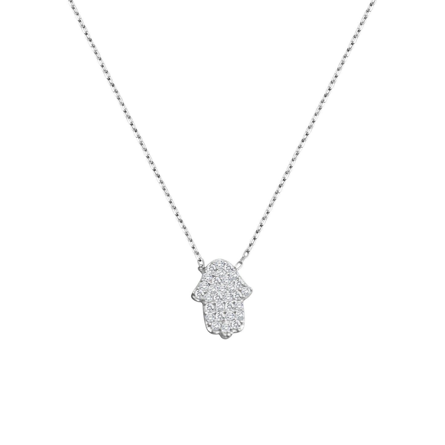 Hamsa Hand of Fatima Necklace in Silver