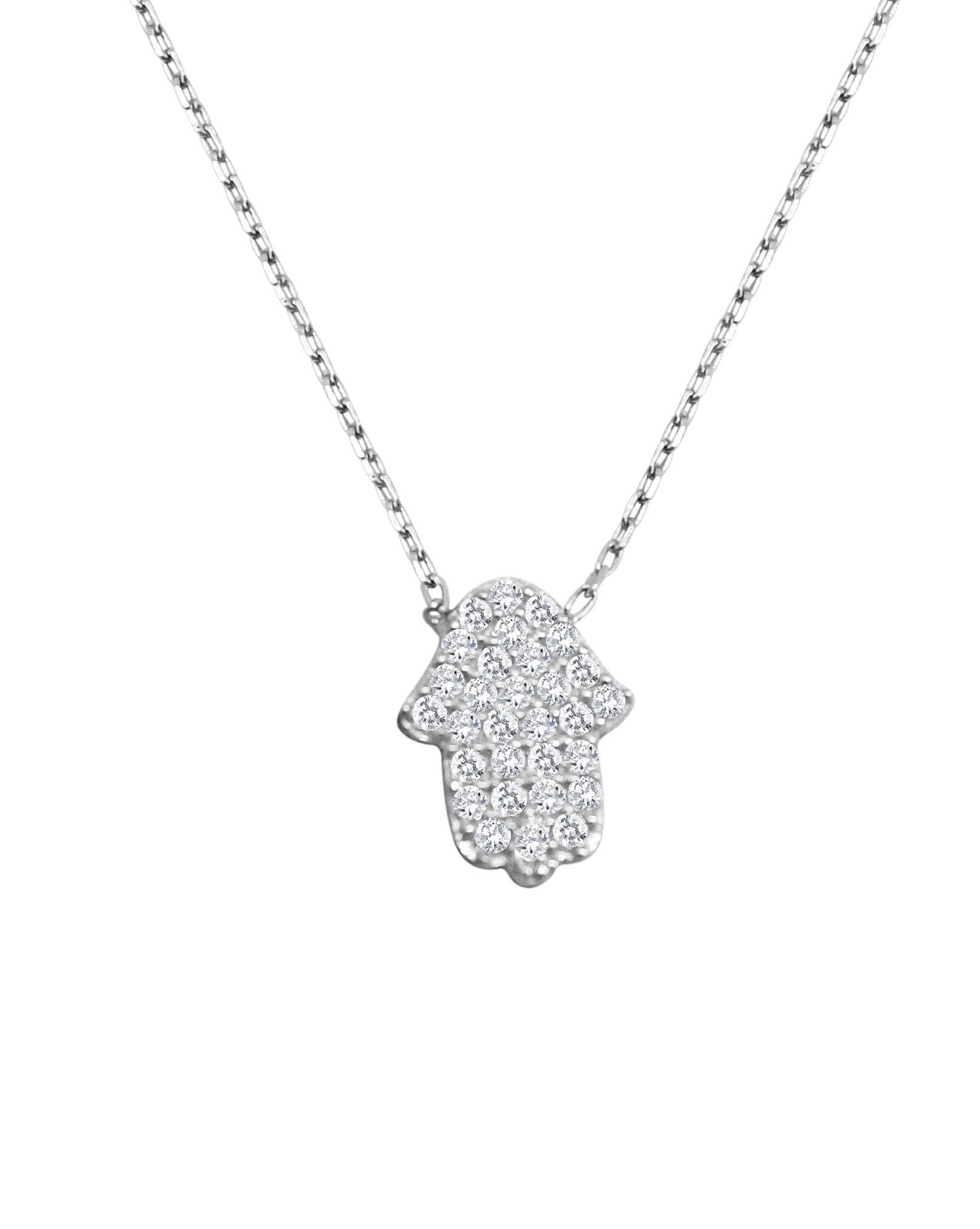 Hamsa Hand of Fatima Necklace in Silver
