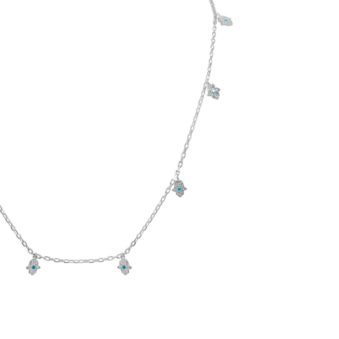 silver hamsa charm necklace