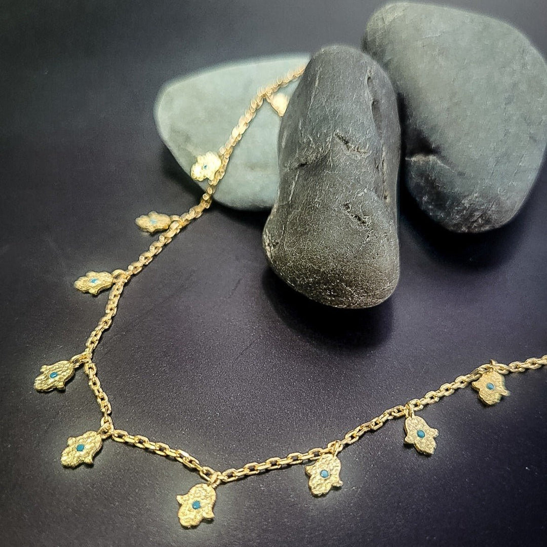 gold hamsa charm necklace 