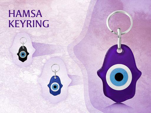 Hamsa Hand Lucky Eye Glass Keyrings