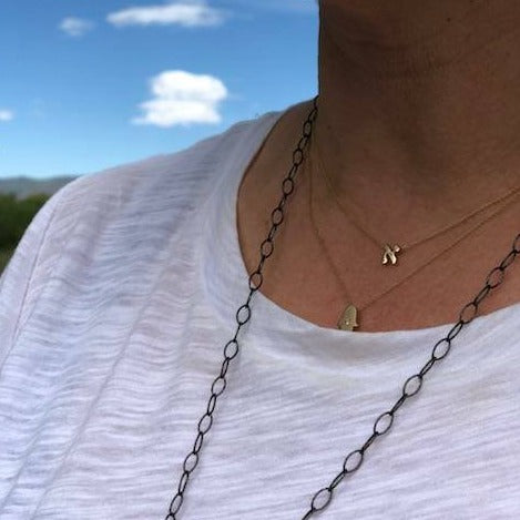 Hebrew Initial Necklaces in Solid 14k Gold - Alef Bet Jewelry by Paula