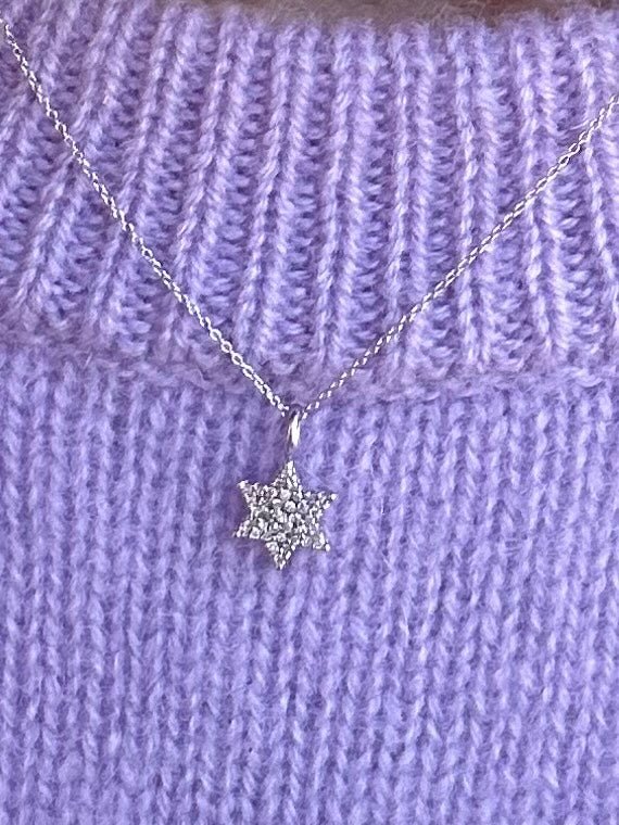 Diamond Jewish Star Necklace in 14k Gold