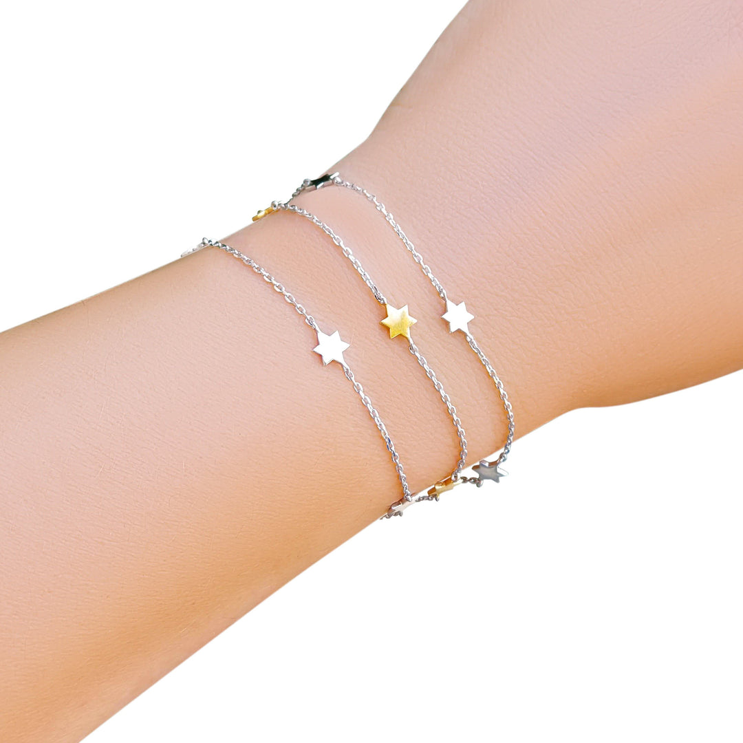 Jewish Star Silver Bracelets - Alef Bet Jewelry by Paula