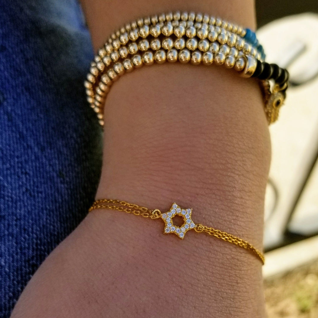 yellow gold jewish star bracelet