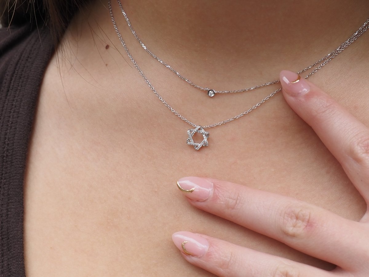Diamond 14k Jewish Star Necklace in Gold