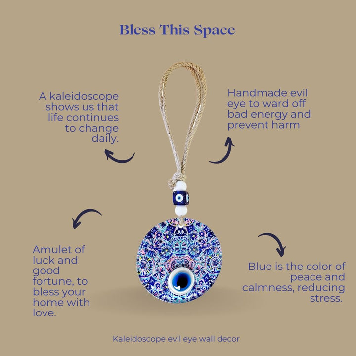 Blue Glass Evil Eye Wall Hanging Kaleidoscope of Colors