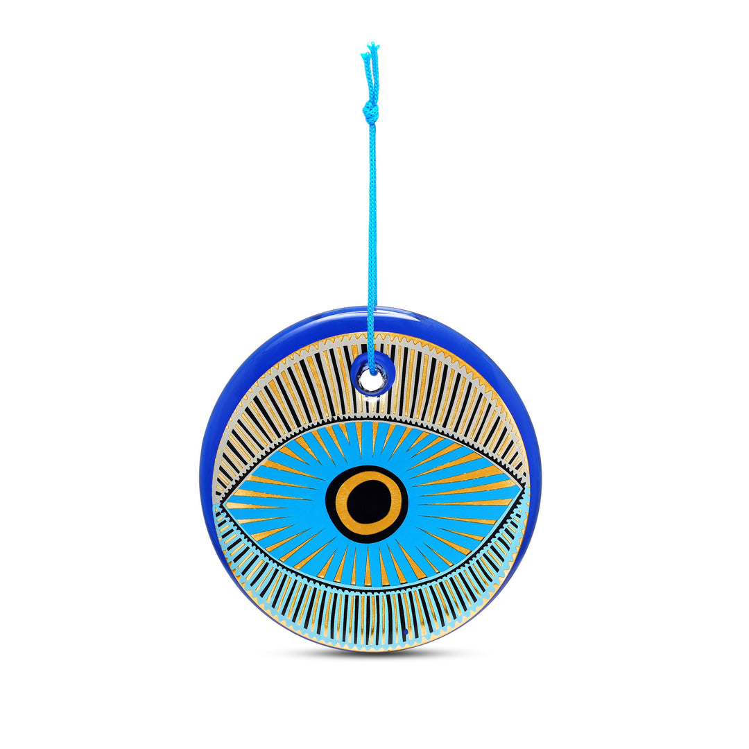 nazar blue and gold evil eye wall amulet