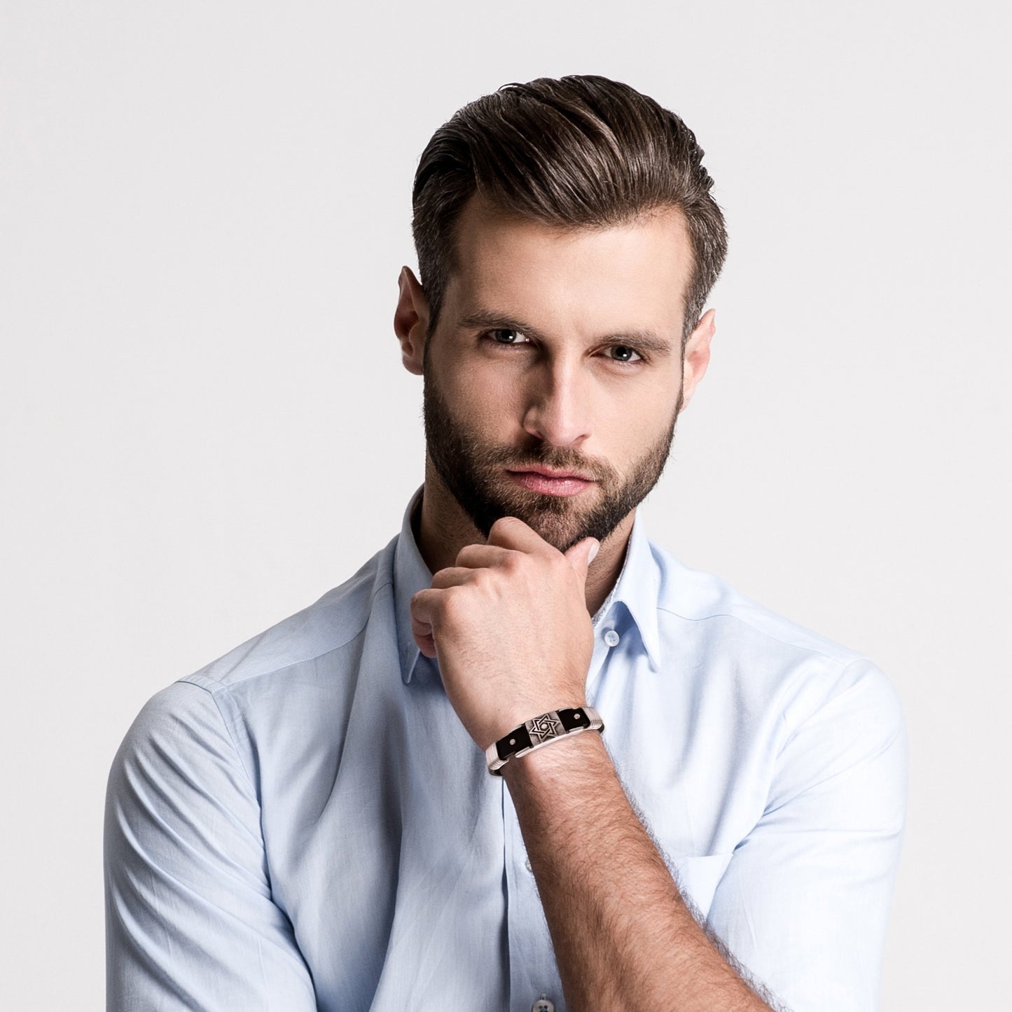 Leather Bracelet with Jewish Star