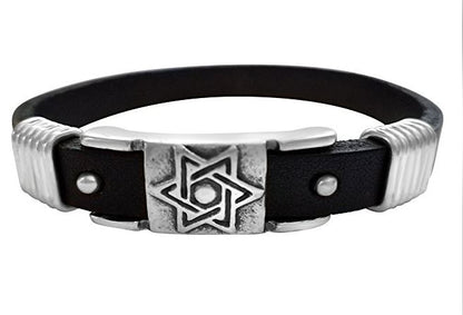 Leather Bracelet with Jewish Star