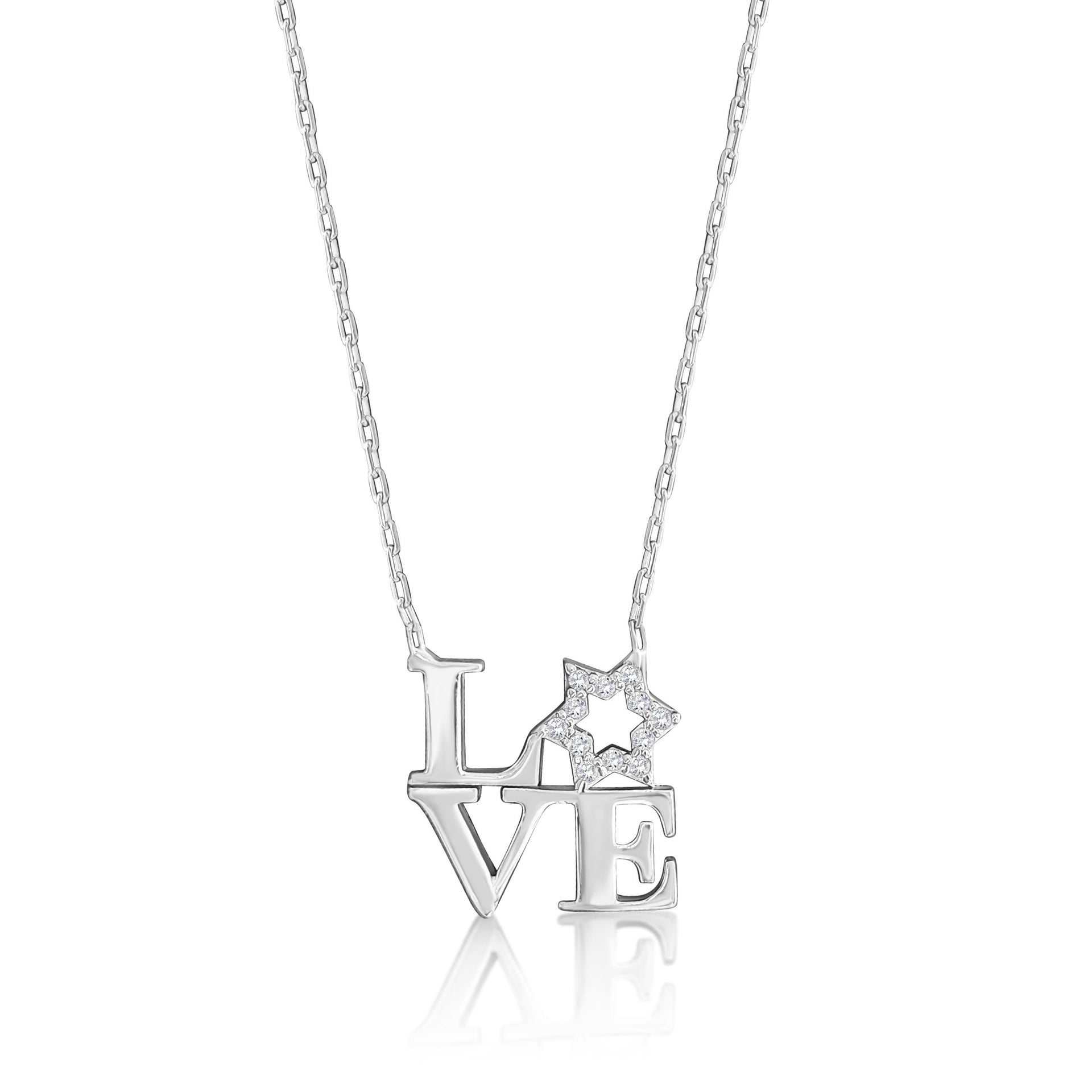 silver love letter necklace