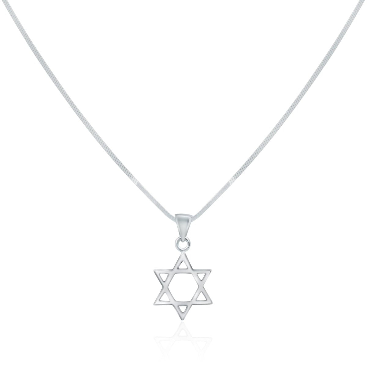 Silver Star of David Pendant on a Snake Chain