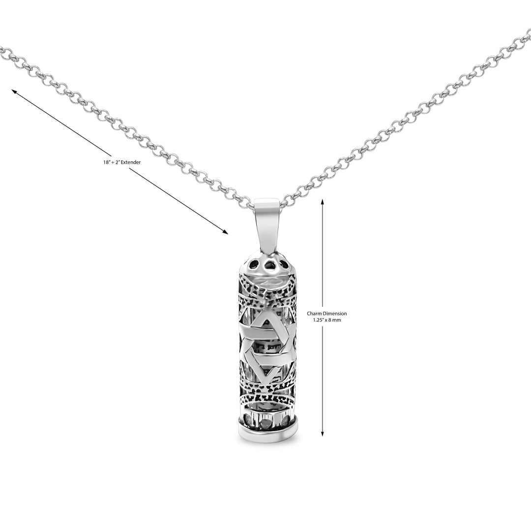 large silver mezuzah necklace for men