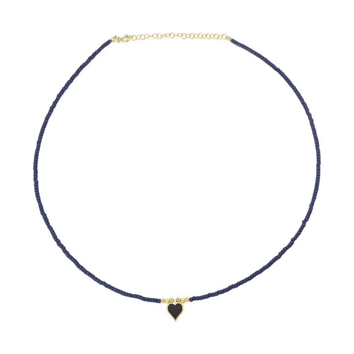 navy blue and black heart necklace