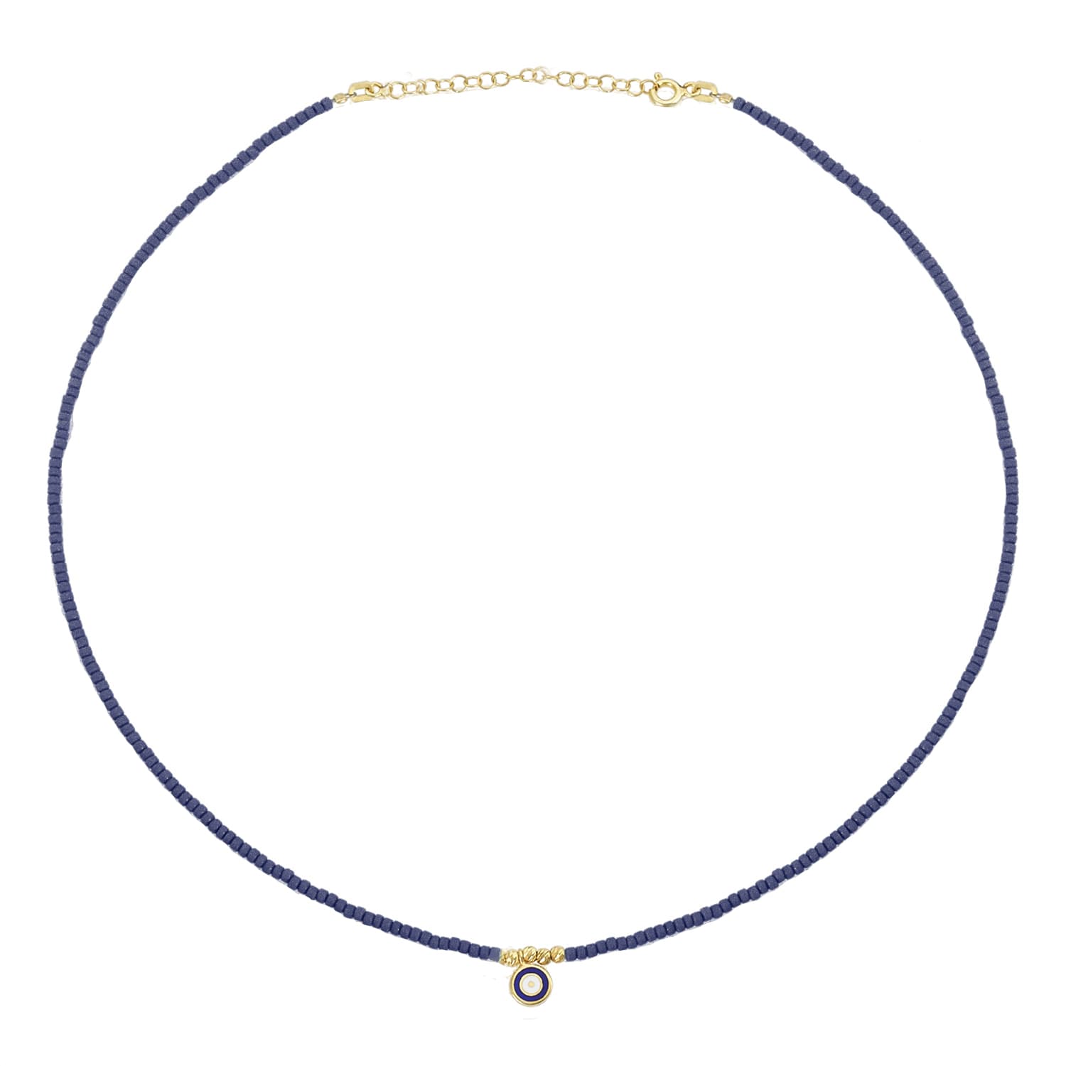 navy blue evil eye bead necklace