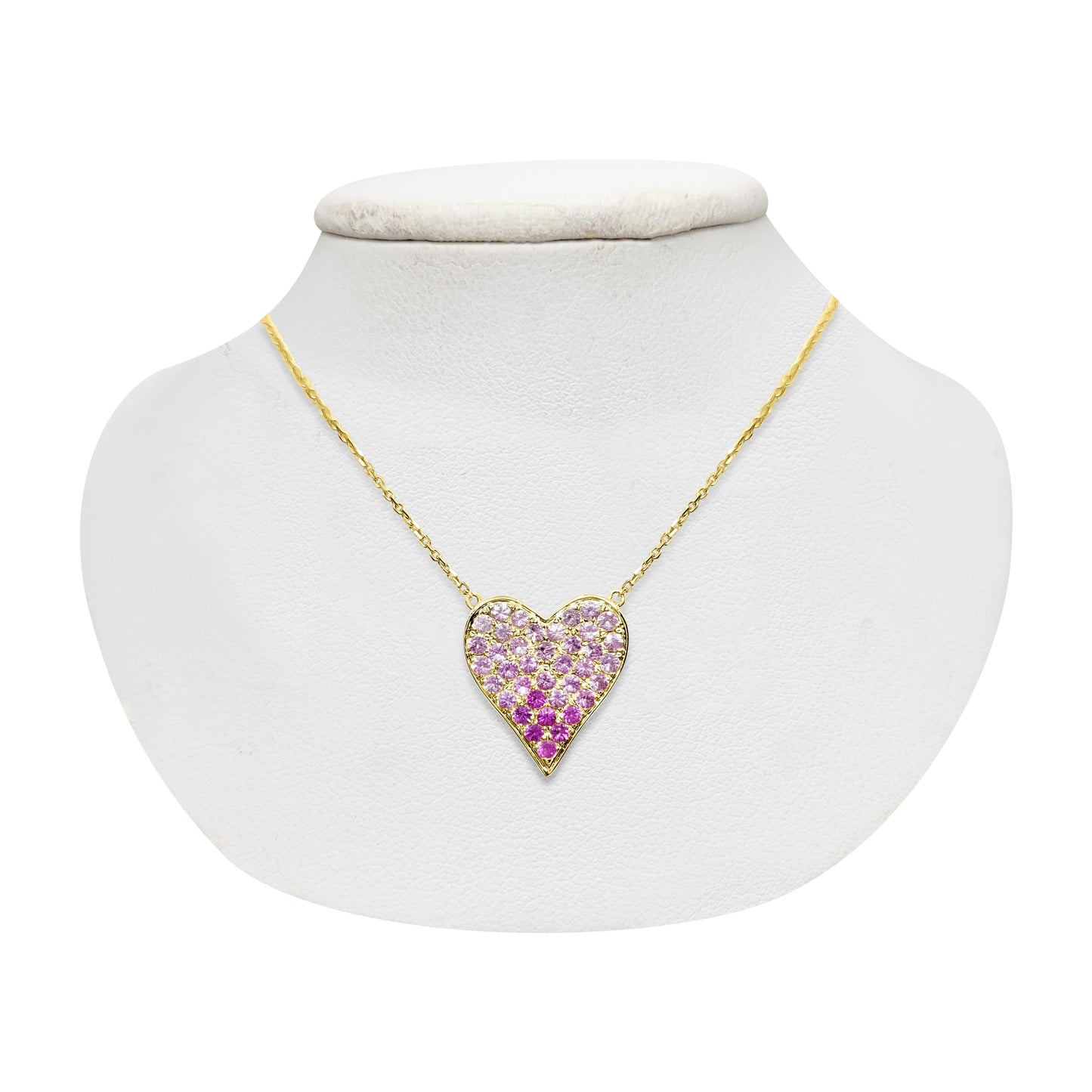 Ombre Pink Sapphire Heart Necklace