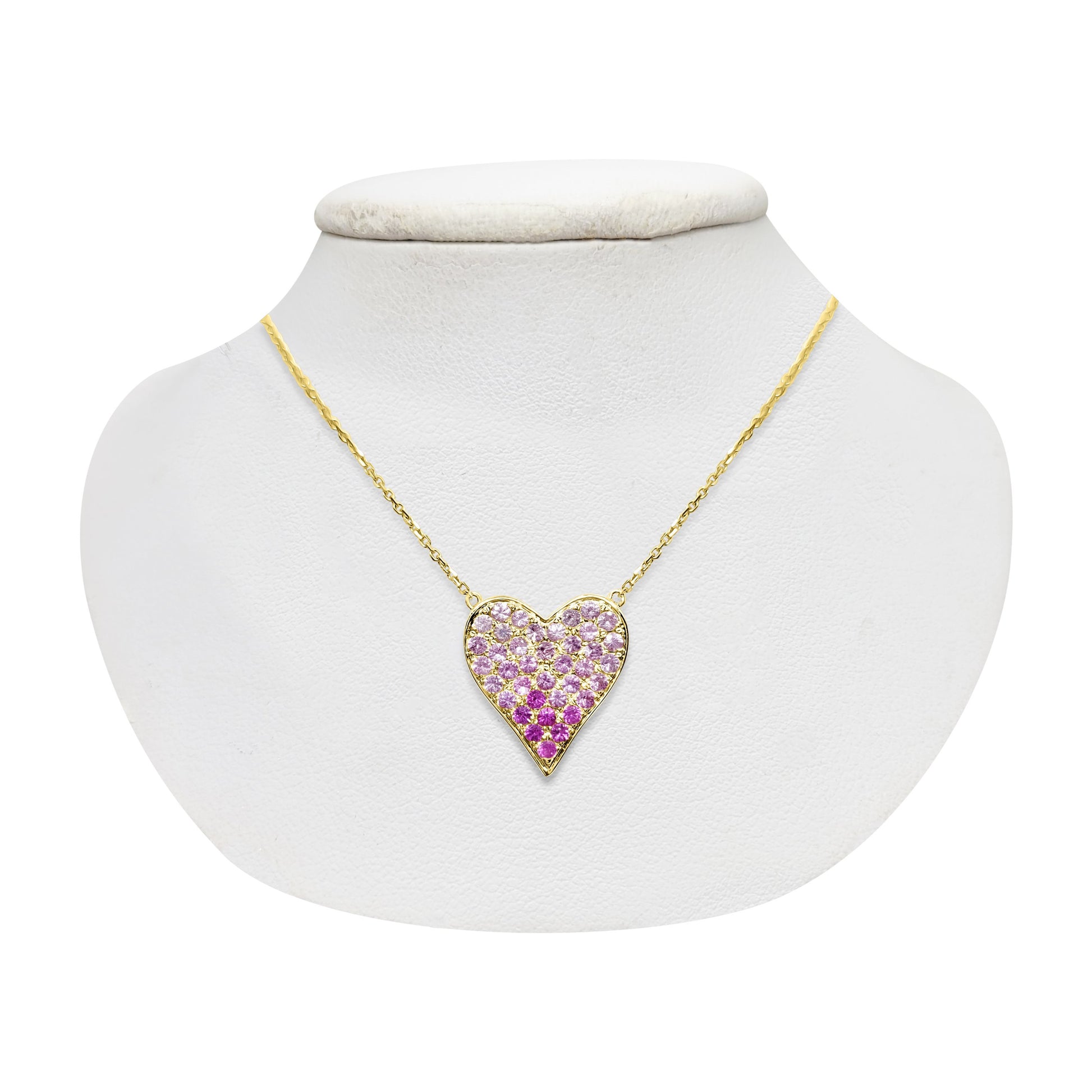 Ombre Pink Sapphire Heart Necklace