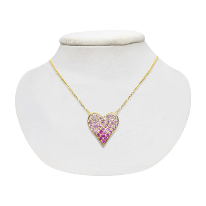 Ombre Pink Sapphire Heart Necklace