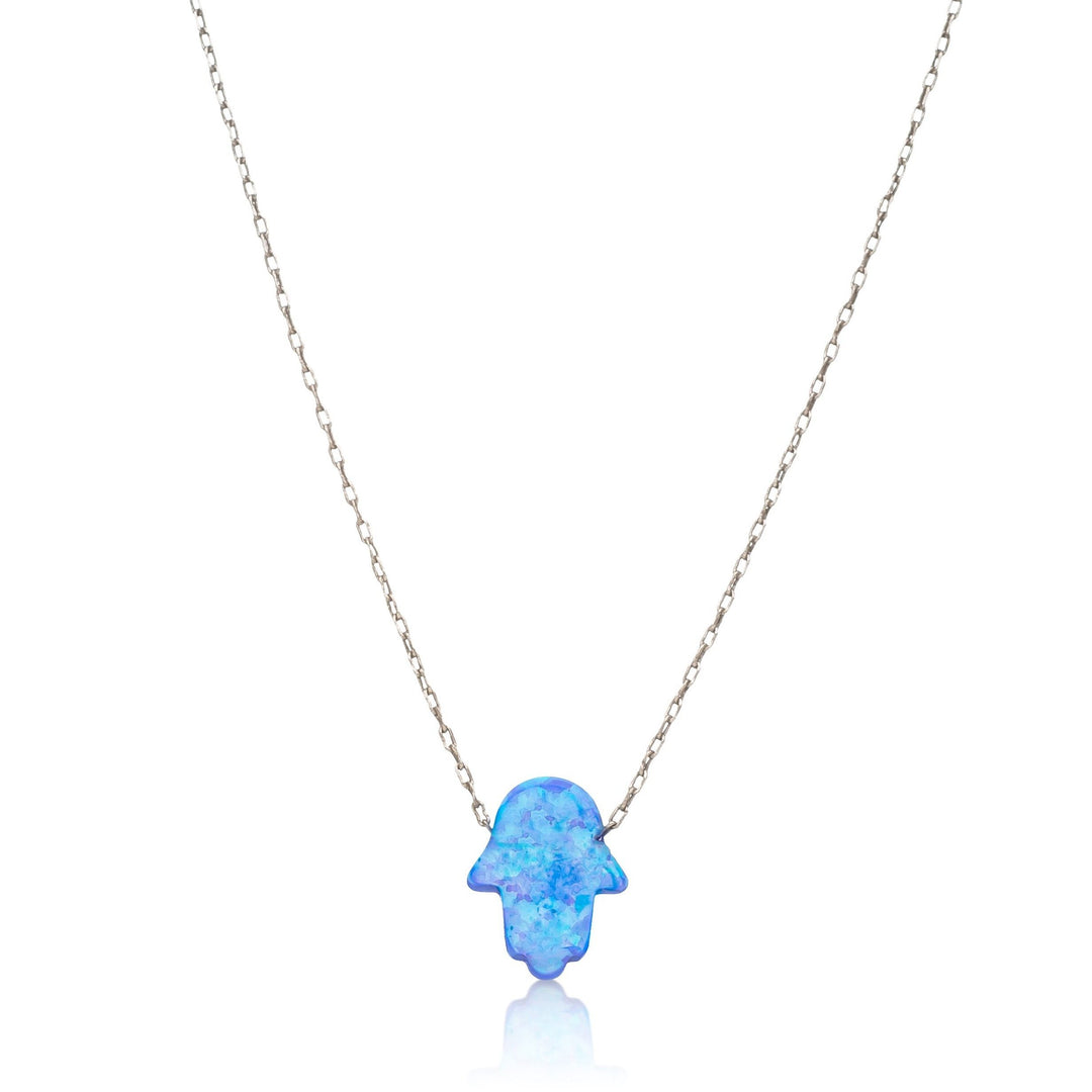 blue israeli opalite hamsa necklace