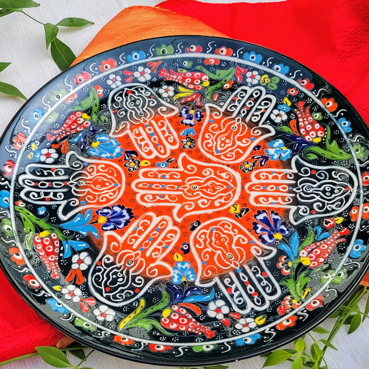 plate for serving with hamsa decoration