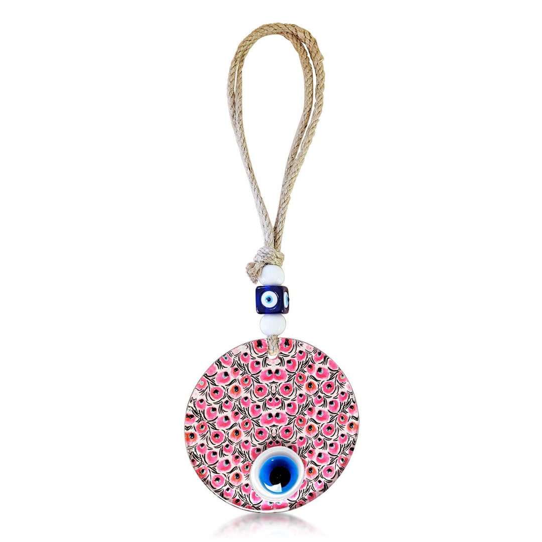 evil eye pink peacock amulet