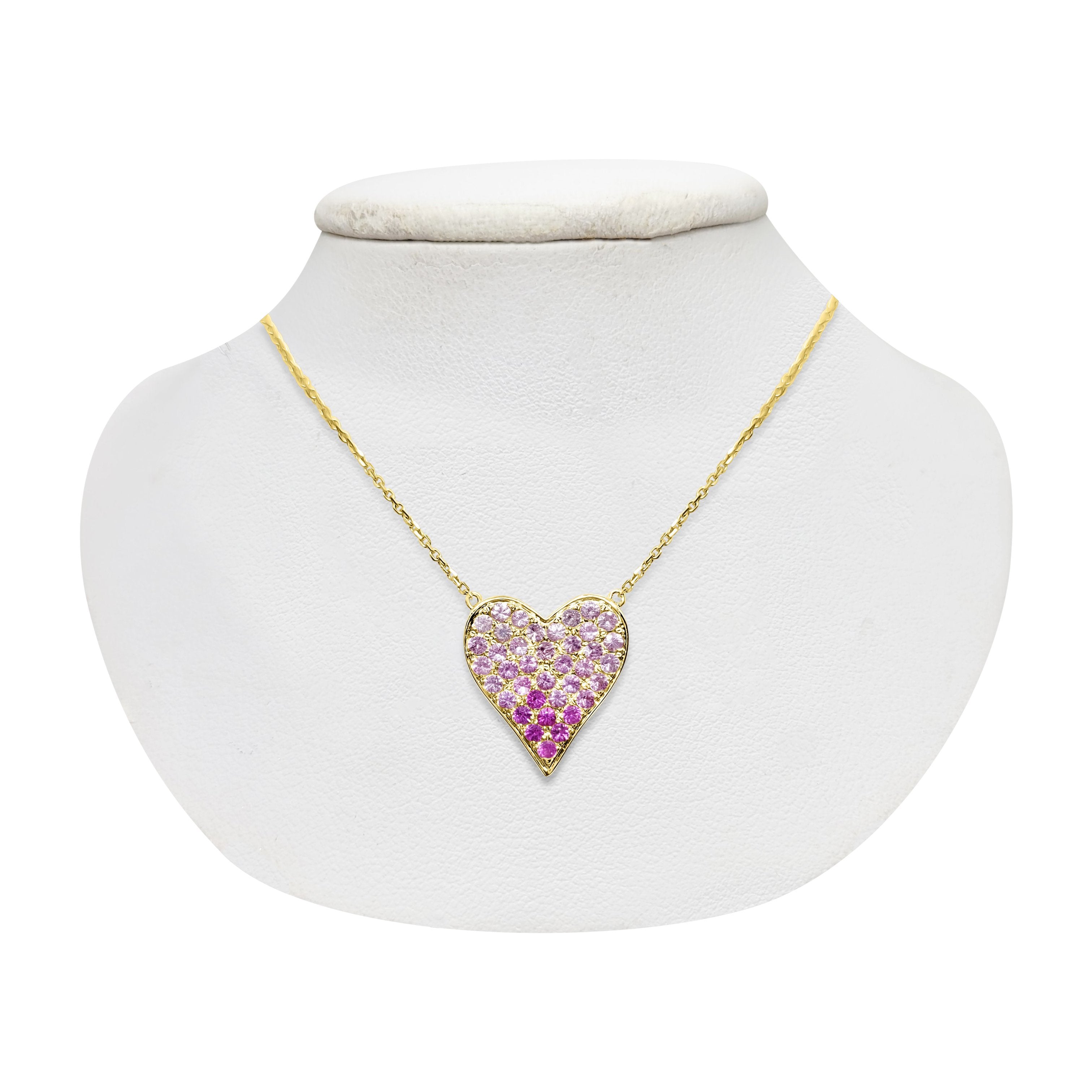 heart necklace with pink stones