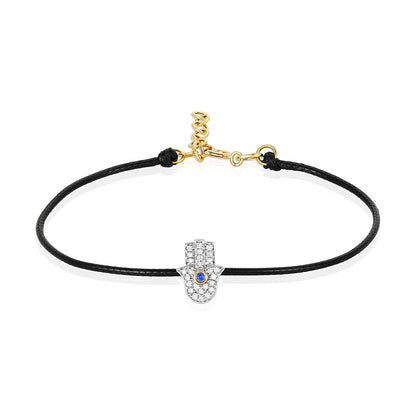 Protection Bracelet with Diamond Hamsa