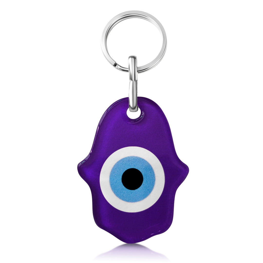 purple charm for keys with hamsa hand