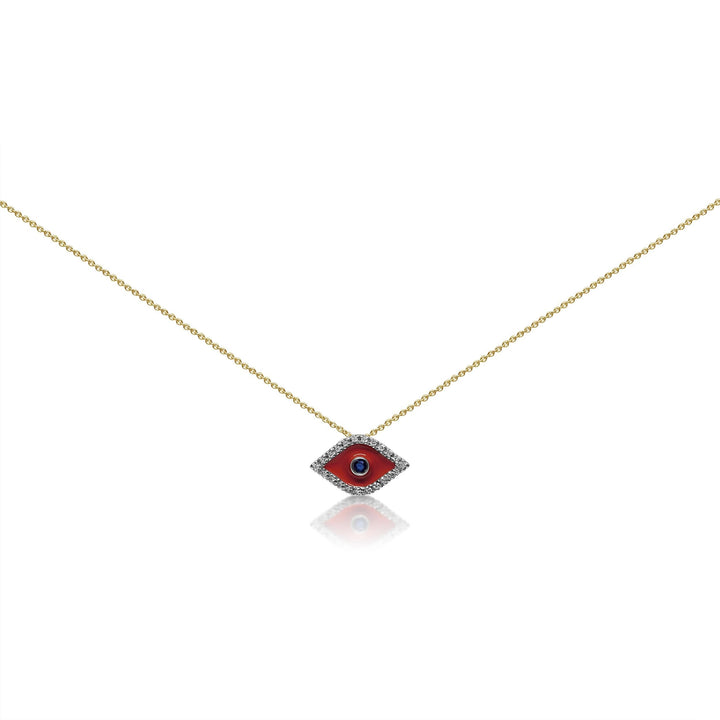 red evil eye necklace in gold
