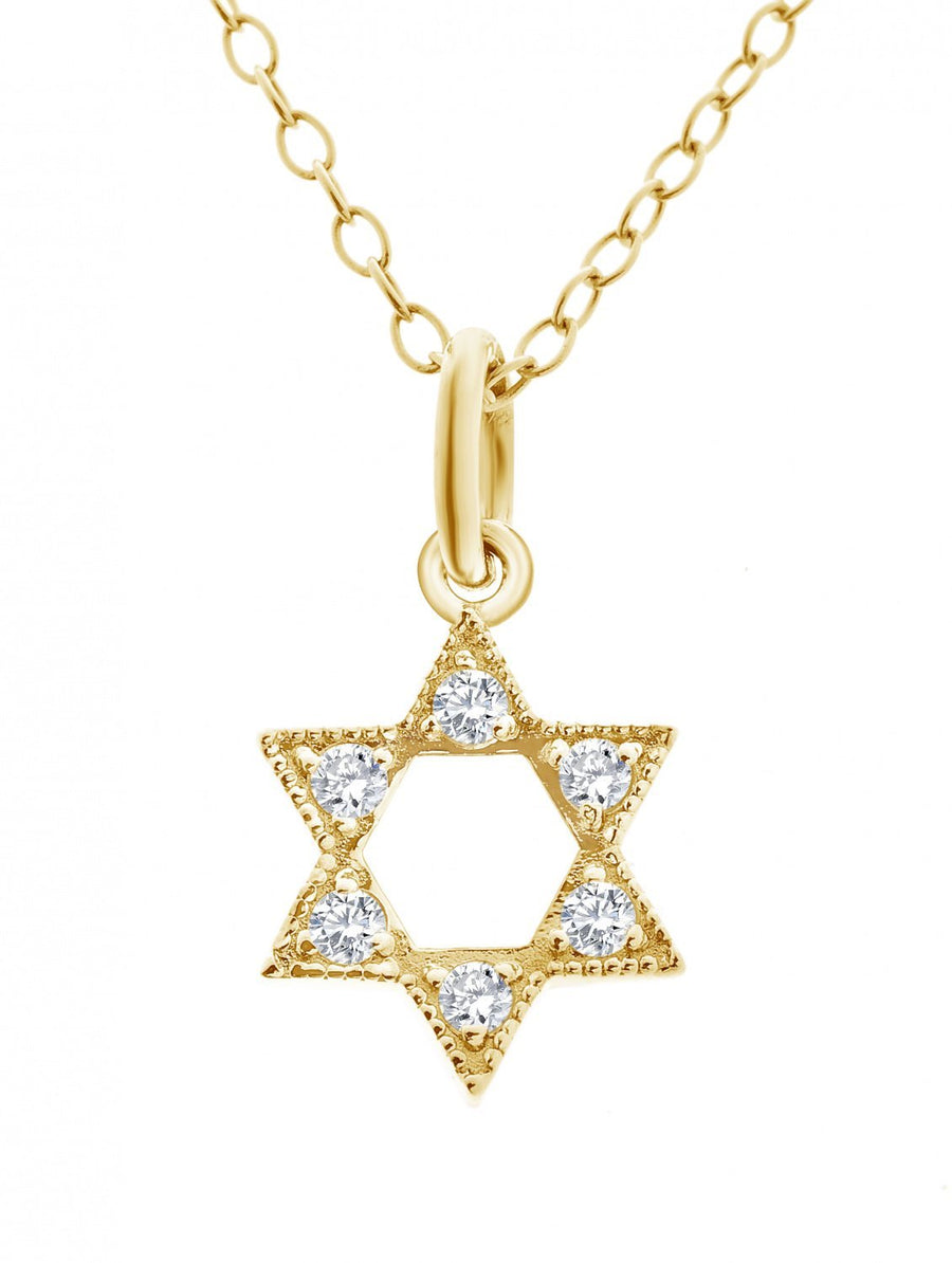 Diamond Star Necklace + Bat Mitzah Gift - Alef Bet Jewelry by Paula