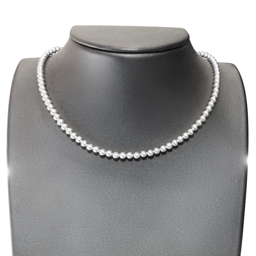 silver medium bead necklace