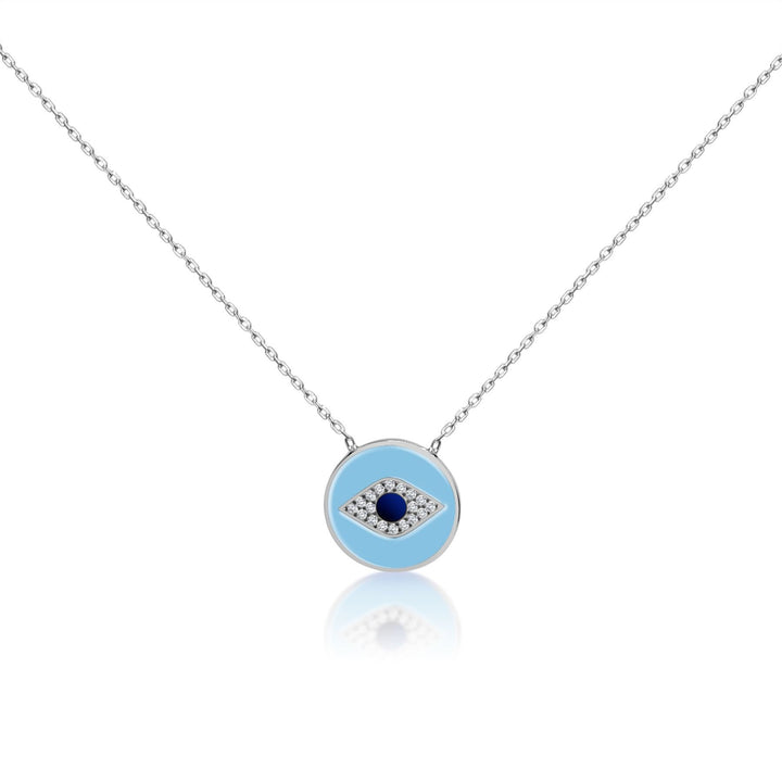 silver evil eye necklace for women