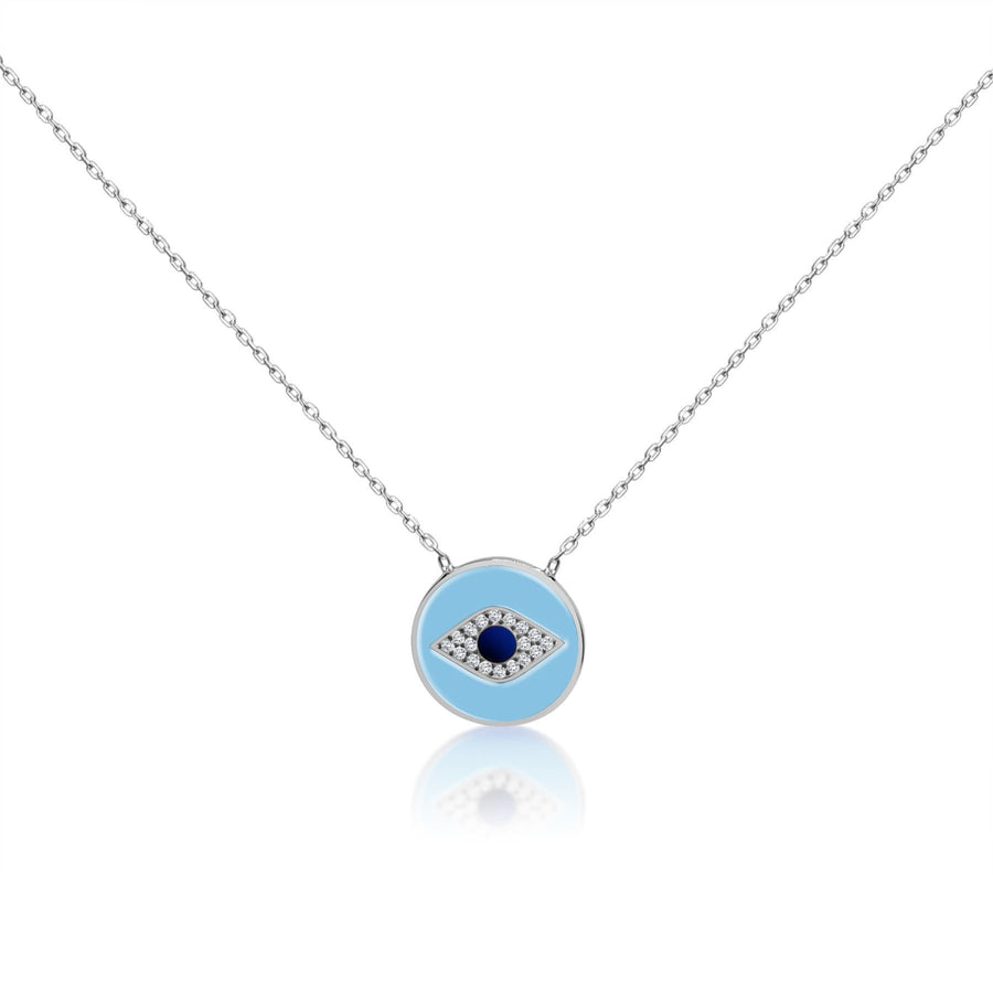silver evil eye necklace for women