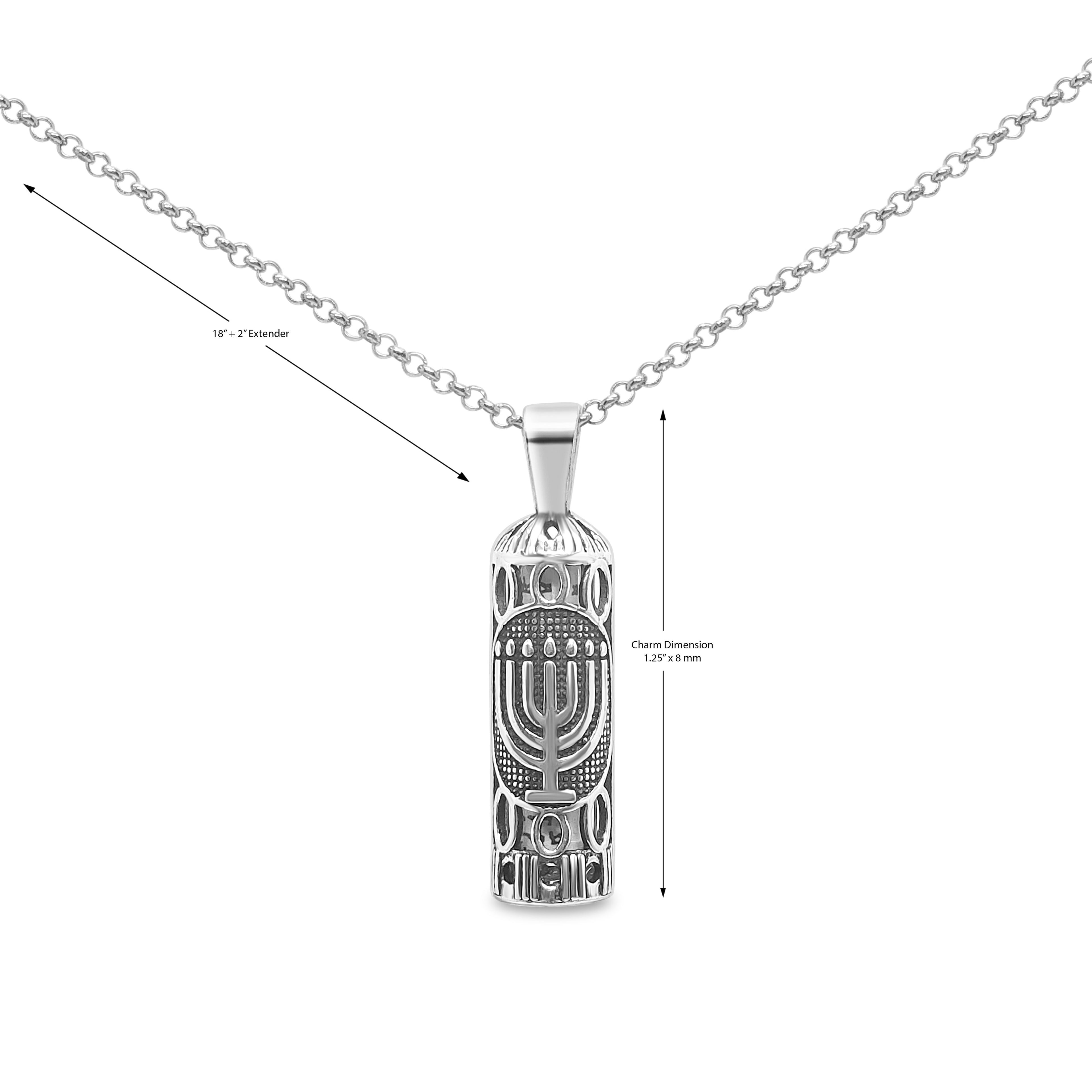 masculine mezuzah necklace in silver