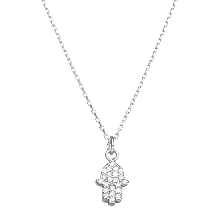 Hamsa Shiny Necklace in Sterling Silver