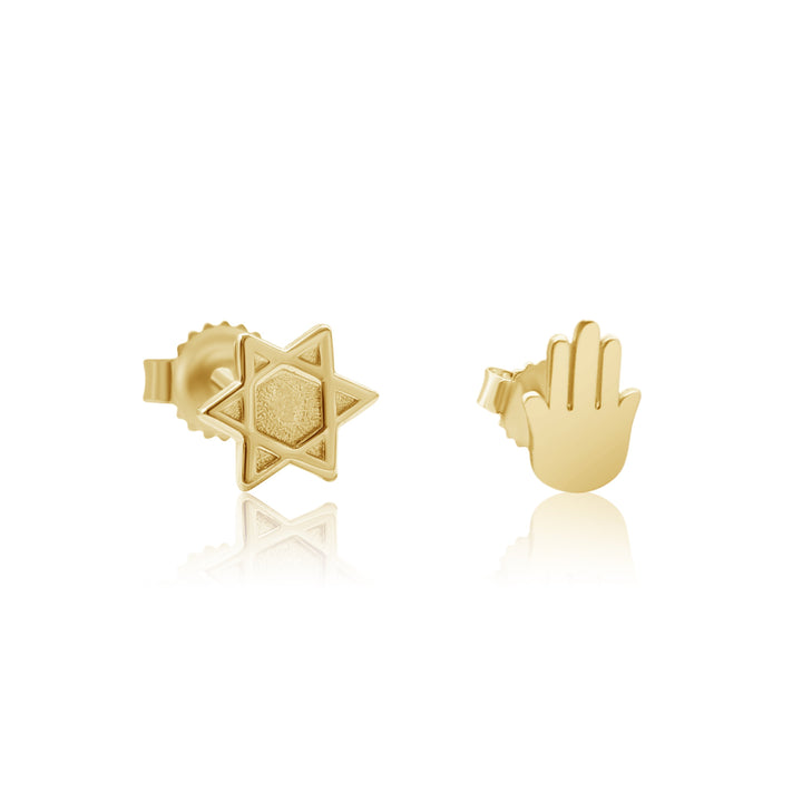 Mix and Match Earrings in 14k Gold - Alef Bet Jewelry by Paula