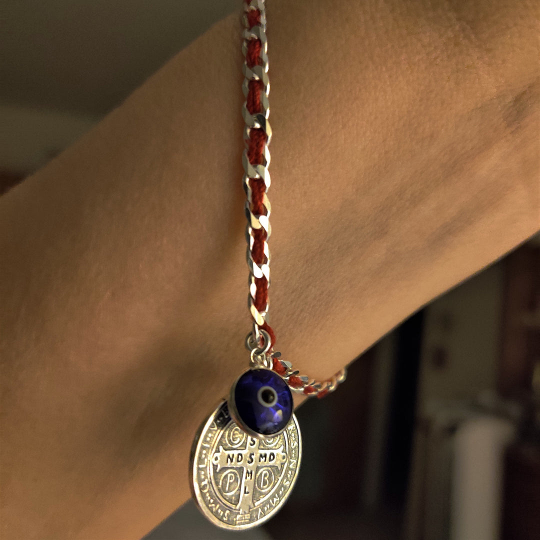 Saint Benedict Red String Bracelet and Evil Eye Bracelet