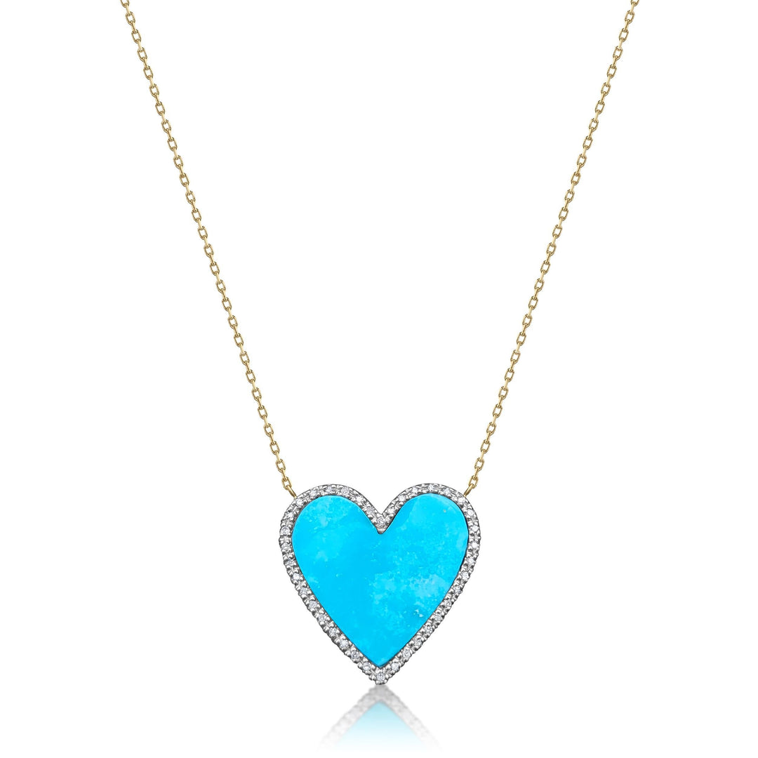 Diamond Heart Necklace in Colorful Gemstones