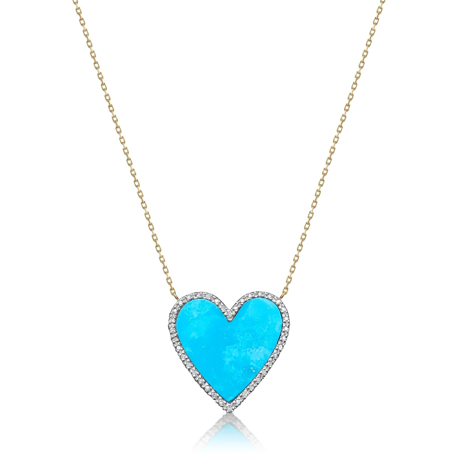Diamond Heart Necklace in Colorful Gemstones